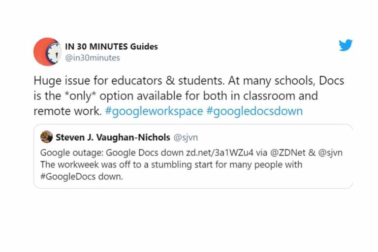 google docs down today on 15-4-2021